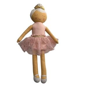 Handmade‎ Ballerina Cloth Doll With Gold Accents & Pink Starry Tutu 22" Decor